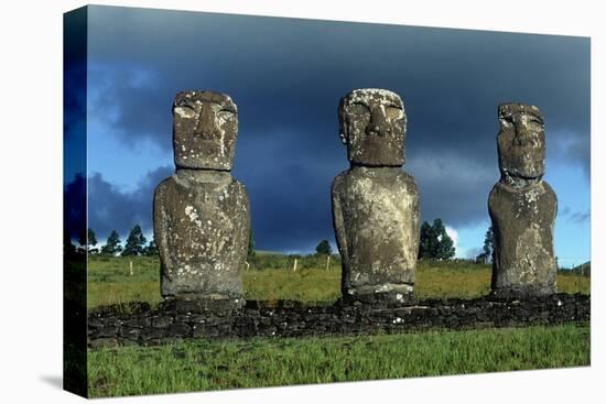 Chile, Easter Island, Rapa-Nui National Park, Ahu Akivi, Anthropomorphic 'Moai' Monoliths-null-Premier Image Canvas