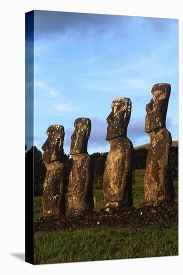 Chile, Easter Island, Rapa-Nui National Park, Ahu Akivi, Anthropomorphic 'Moai' Monoliths-null-Premier Image Canvas