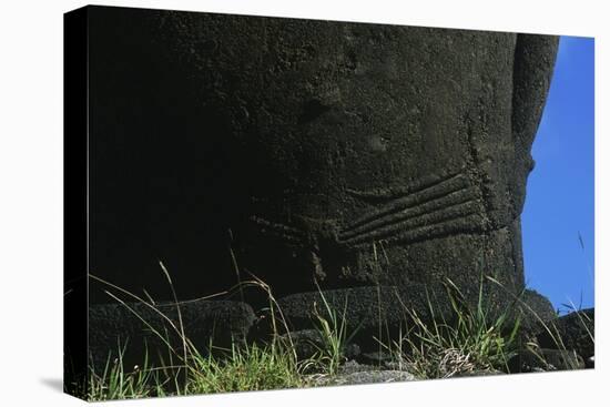 Chile, Easter Island, Rapa-Nui National Park, Anakena Beach, Ahu Nau Nau, Detail of Moai Statue-null-Premier Image Canvas