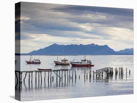 Chile, Magallanes Region, Puerto Natales, Fishing Boats, Seno Ultima Esperanza Bay-Walter Bibikow-Premier Image Canvas