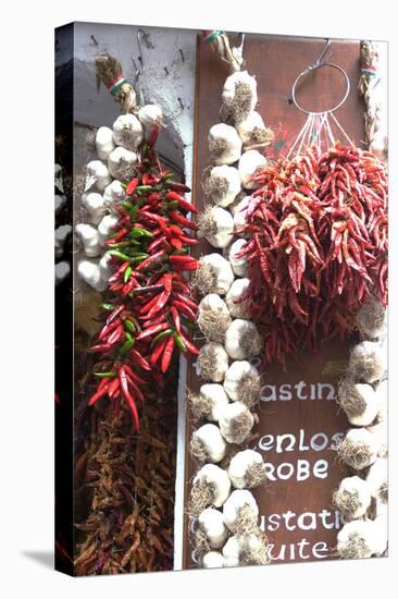 Chili Peppers and Garlic for Sale Outside of a Shop, Amalfi, Amalfi Coast, Campania, Italy-Natalie Tepper-Stretched Canvas