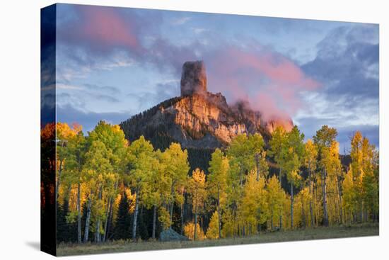 Chimney Rock at sunset, Cimarron range in autumn, San Juan Mountains, Colorado-Adam Jones-Premier Image Canvas