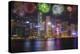 China, Hong Kong. Fireworks over city at night.-Jaynes Gallery-Premier Image Canvas