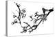 Chinese Black And White Traditional Ink Painting, Plum Blossom On White Background-elwynn-Stretched Canvas