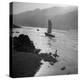 Chinese Junk Boat Sailing Past a Spear Fisherman on the Shore of the Yangtze River-Dmitri Kessel-Premier Image Canvas