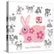 Chinese New Year Rabbit Color with Twelve Zodiacs Illustration-jpldesigns-Stretched Canvas