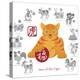 Chinese New Year Tiger Color with Twelve Zodiacs Illustration-jpldesigns-Stretched Canvas