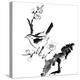Chinese Painting , Plum Blossom And Bird, On White Background-elwynn-Stretched Canvas