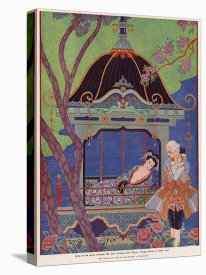Chinese Princess Reclining in a Pavilion (Colour Litho)-Georges Barbier-Premier Image Canvas