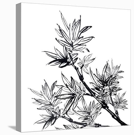 Chinese Traditional Ink Painting, Bamboo On White Background-elwynn-Stretched Canvas
