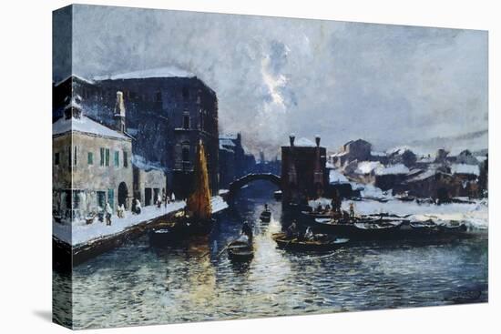 Chioggia under Snow, 1880-85-Mose Bianchi-Premier Image Canvas