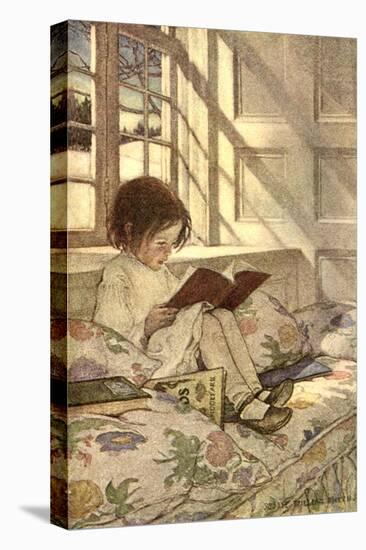 Chlld Reading on Couch, 1905-Jessie Willcox-Smith-Premier Image Canvas