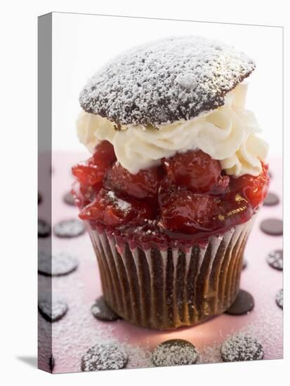 Chocolate Cherry Muffin with Whipped Cream and Lid-null-Premier Image Canvas