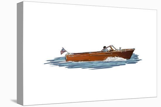 Chriscraft Boat - Icon-Lantern Press-Stretched Canvas