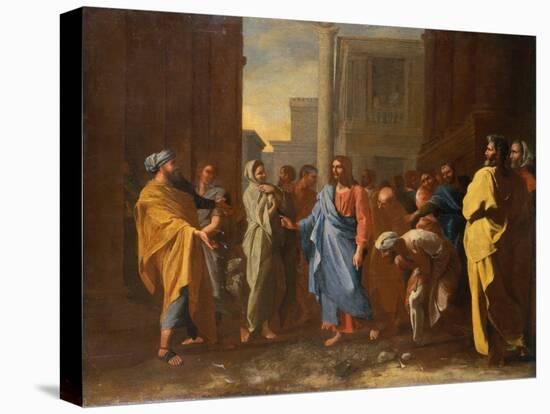 Christ and the Adulterous Woman (Oil)-Nicolas Poussin-Premier Image Canvas