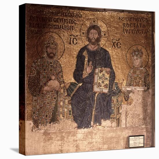 Christ Enthroned with Constantine XI and Empress Zoe-null-Premier Image Canvas