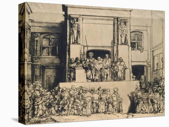Christ Presented to the People: Oblong Plate, 1655 (Drypoint on Japan Paper)-Rembrandt van Rijn-Premier Image Canvas