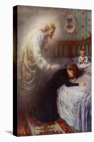 Christ the Comforter: Jesus Consoling a Grieving British War Widow (Colour Litho)-Harold Copping-Premier Image Canvas