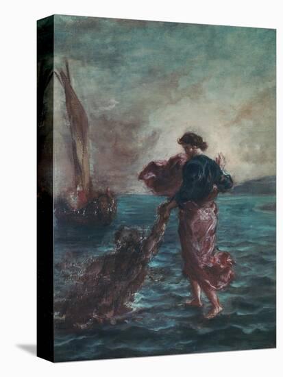 Christ Walking on Water and Reaching Out His Hand to Save Saint Peter-Eugene Delacroix-Premier Image Canvas
