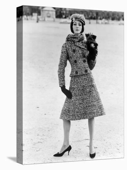 Christian Dior Tweed Suit with Cap and Scarf, 1961-John French-Premier Image Canvas