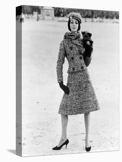 Christian Dior Tweed Suit with Cap and Scarf, 1961-John French-Premier Image Canvas