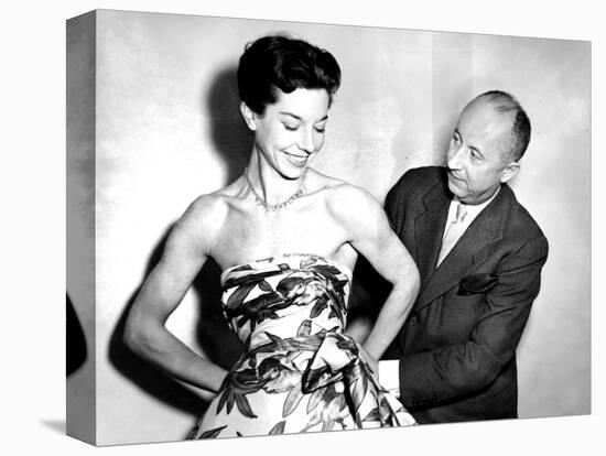 Christian Dior with Model Dorothy Emms, 1952-null-Premier Image Canvas