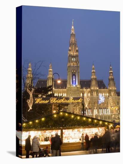 Christkindlmarkt and Rathaus at Rathausplatz at Twilight-Richard Nebesky-Premier Image Canvas