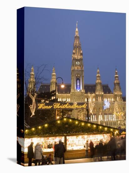 Christkindlmarkt and Rathaus at Rathausplatz at Twilight-Richard Nebesky-Premier Image Canvas