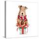 Christmas Airedale Terrier-Lanie Loreth-Stretched Canvas