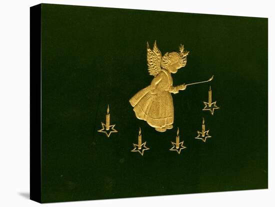 Christmas Angels Card, Gold Metalic Angel Lighting Candles-null-Stretched Canvas