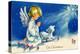 Christmas Angels Kneeling Praying Under the Christmas Star-null-Stretched Canvas