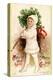 Christmas Card with Child Holding a Wreath, Beatrice Litzinger Collection-null-Stretched Canvas