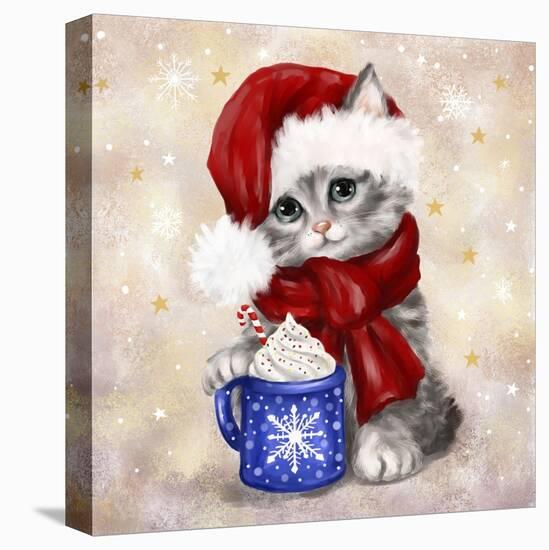 Christmas Cat with Hot Chocolate-MAKIKO-Premier Image Canvas