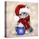 Christmas Cat with Hot Chocolate-MAKIKO-Premier Image Canvas