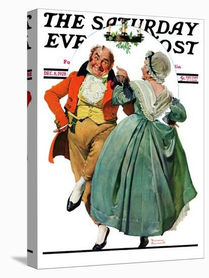 "Christmas Dance" or "Merrie Christmas" Saturday Evening Post Cover, December 8,1928-Norman Rockwell-Premier Image Canvas