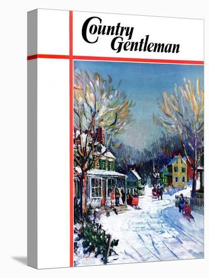 "Christmas Day in the Village," Country Gentleman Cover, December 1, 1938-Walter Baum-Premier Image Canvas