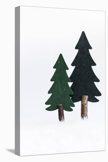 Christmas Decoration, Still Life Made of Wood, Fir Trees in Winter-Petra Daisenberger-Premier Image Canvas