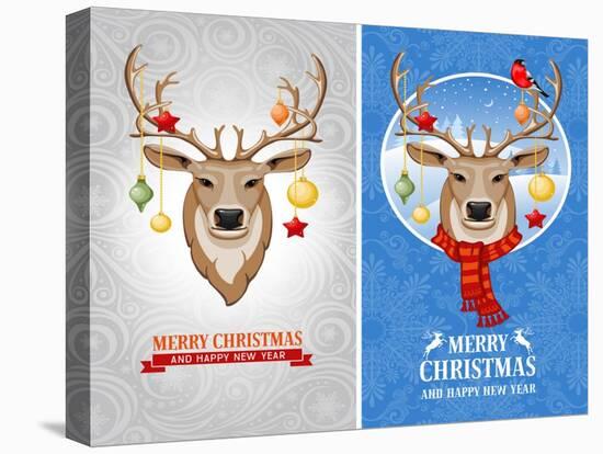 Christmas Greeting Cards with Deer-Pagina-Stretched Canvas