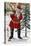 Christmas Greeting - Santa Cutting Down Christmas Tree-Lantern Press-Stretched Canvas