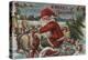 Christmas Greeting - Santa on Sleigh-Lantern Press-Stretched Canvas