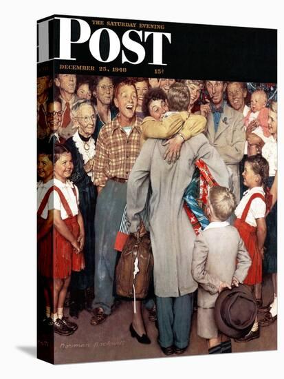 "Christmas Homecoming" Saturday Evening Post Cover, December 25,1948-Norman Rockwell-Premier Image Canvas