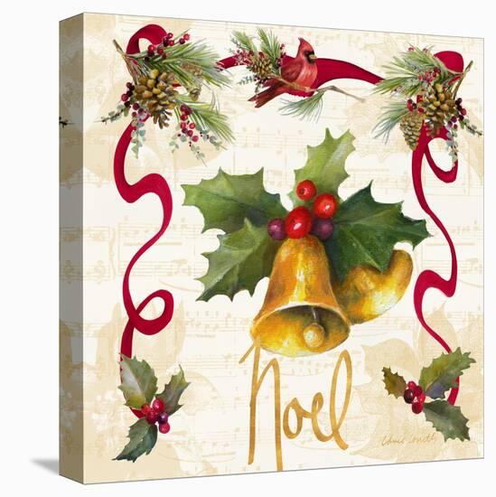 Christmas Poinsettia Ribbon III-Lanie Loreth-Stretched Canvas