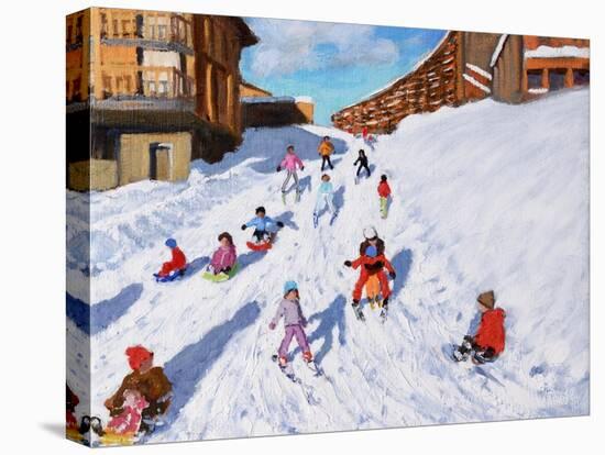 Christmas Sledging, Les Arcs-Andrew Macara-Premier Image Canvas