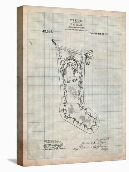 Christmas Stocking 1912 Patent-Cole Borders-Stretched Canvas