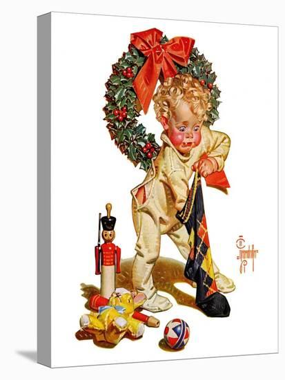 "Christmas Stocking Joy,"December 24, 1938-Joseph Christian Leyendecker-Premier Image Canvas