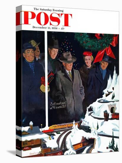 "Christmas Train Set" Saturday Evening Post Cover, December 15, 1956-George Hughes-Premier Image Canvas