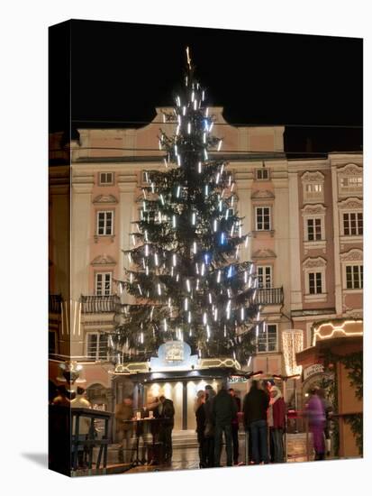 Christmas Tree, Baroque Building and Stalls at Christmas Market, Linz, Austria-Richard Nebesky-Premier Image Canvas