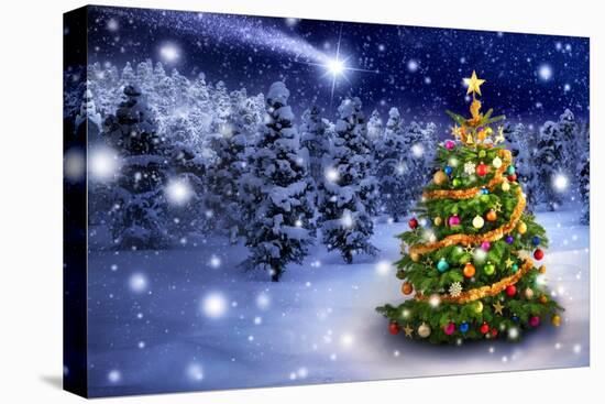 Christmas Tree in Snowy Night-Smileus-Premier Image Canvas