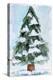 Christmas Tree Watercolor 2-Victoria Brown-Stretched Canvas