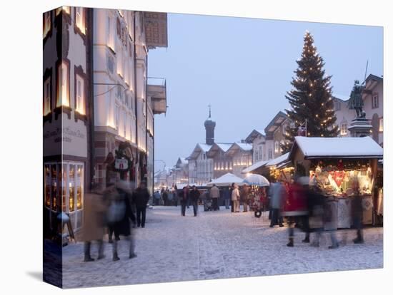 Christmas Tree With Stalls and People at Marktstrasse in the Spa Town of Bad Tolz, Bavaria-Richard Nebesky-Premier Image Canvas